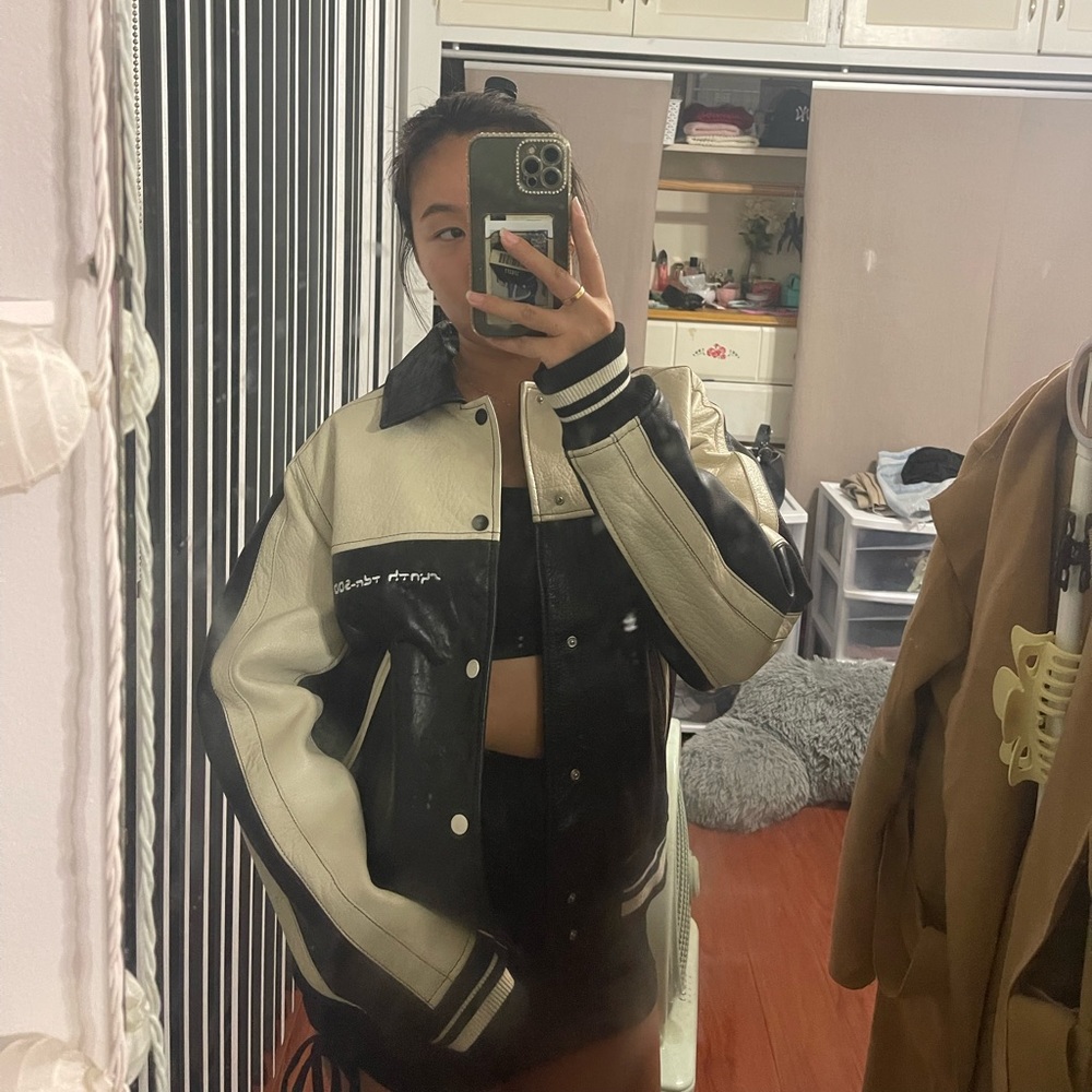 Contrast leather jacket - Picture 5 of 5